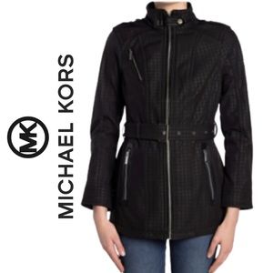 NWT Michael Kors Faux Leather Trim Hooded Coat
